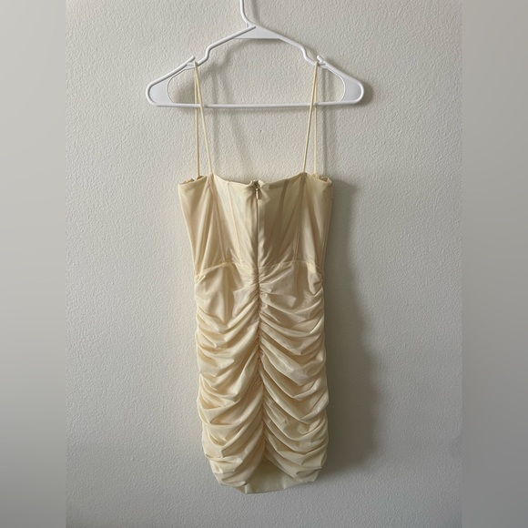 Mistress Rocks magical pale light yellow corset rouched mini dress - Picture 4 of 4